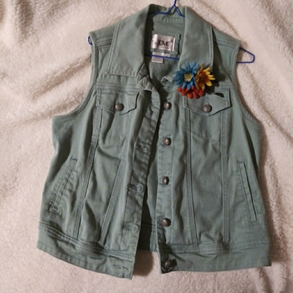 Vintage LAL Light Green Soft Jean Vest